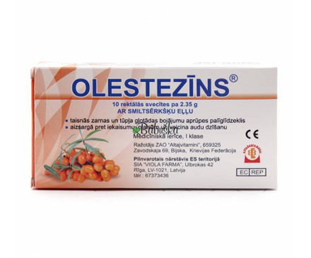 Olestezin - 10 rektálnych čapíkov s rakytníkovým olejom 