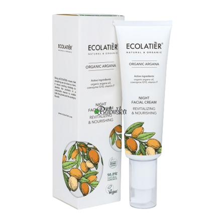 Ecolatier nočný krém na tvár- Revitalizujúci a vyživujúci organický argan, 50 ml